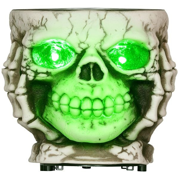 HOMCOM Halloweendekoration, Skelett-Süßigkeitenschale, leuchtende Augen, unheimliches Heulen, Grau/Schwarz, 844-849V00GY