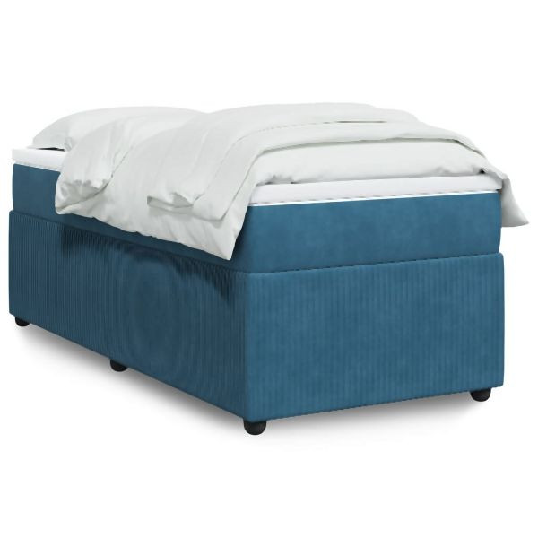 vidaXL Boxspringbett mit Matratze Dunkelblau 100x200 cm Samt, 3285624