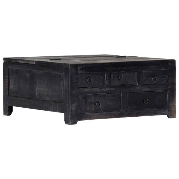 vidaXL Couchtisch Schwarz 65 x 65 x 30 cm Mangoholz Massiv, 247986