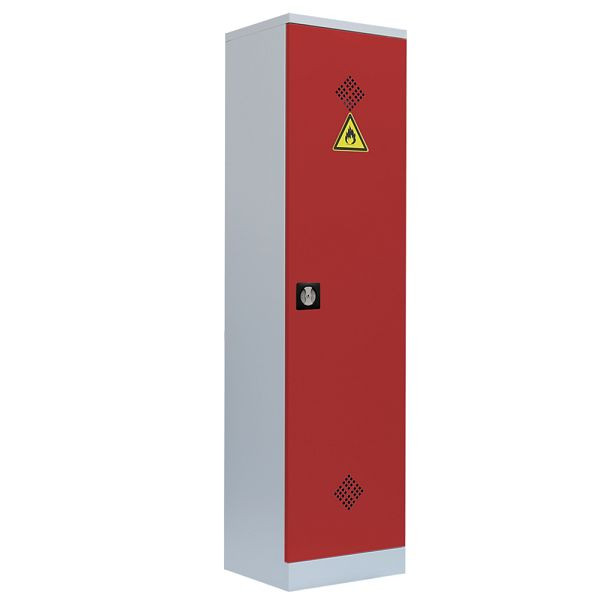 Lüllmann Umweltschrank, 1 Tür, 4 Wannenböden, 1950 x 500 x 422 mm, lichtgrau/feuerrot, 566244