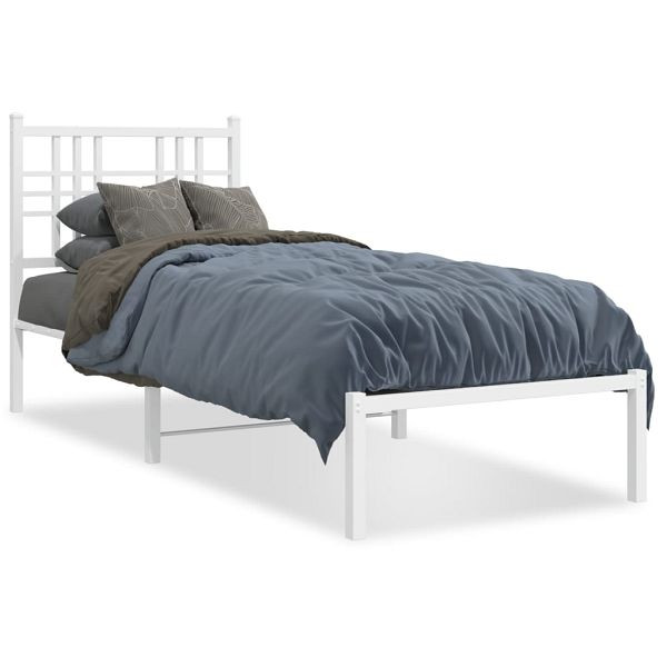 vidaXL Bettgestell mit Kopfteil Metall Weiß 80x200 cm, 376364