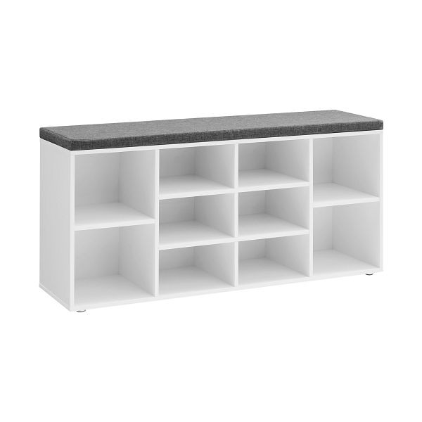 VASAGLE Schuhbank, Weiß, Grau, 104x30x48 cm, LHS010W01