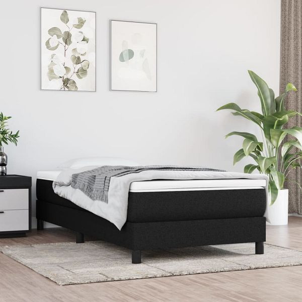 vidaXL Boxspringbett mit Matratze Schwarz 90x200 cm Stoff, 3144047
