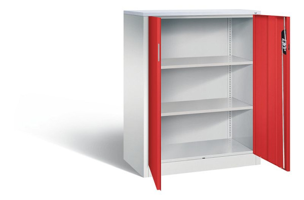 C+P Büroschrank Acurado, H1200xB930xT500mm, Farbe: Lichtgrau / feuerrot, Muldengriff, 3 OH, 9287-1200 S10228