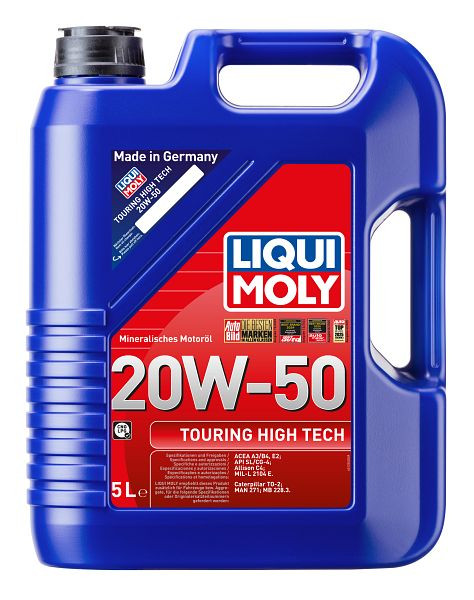 LIQUI MOLY Motoröl Touring High Tech 20W-50, Kanister Kunststoff, VE: 5 Liter, 1255