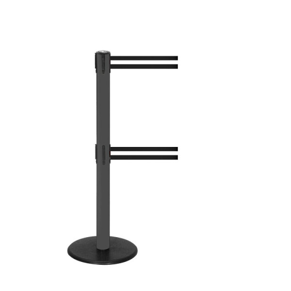 Stein HGS Personenleitsystem -P-Line Duo-, anthrazit, schwarz/weiß/schwarz waagerecht (gestreift), mit Gurtendstück (Standard), Gurtlänge: 2 x 2,3 m, 36399-0702