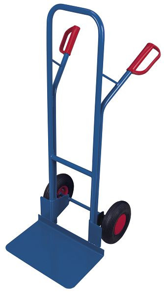 VARIOfit Stahlrohrkarre mit großer Schaufel, Außenmaße: 570 x 650 x 1.305 mm, RAL 5010 enzianblau, Radsatz: Luftbereifung, sk-710.203