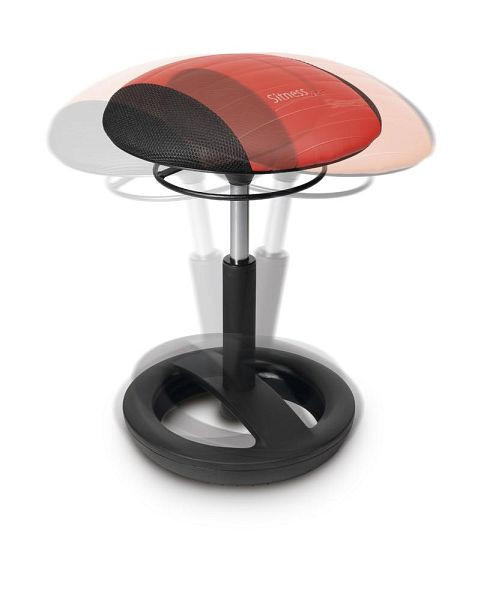 Deskin Hocker SITNESS 33 RS, Standfußring Aluminium schwarz, Stoff Softtex schwarz/rot, 287827