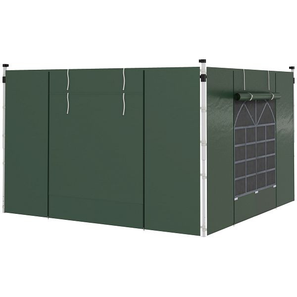 Outsunny Pavillon-Vorhänge, 2er-Set, für 3x6m oder 3x3m Gartenpavillons, mit Fenstern und Türen, Grün, 84C-437V00GN