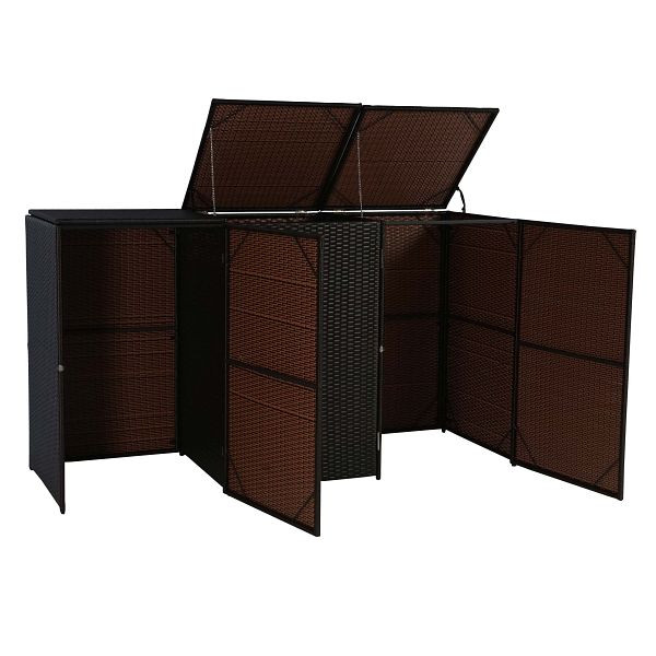 Mendler 3er-Mülltonnenverkleidung HWC-E25, Mülltonnenbox Mülltonnenabdeckung, Poly-Rattan 3x120l, braun, 65262+65263