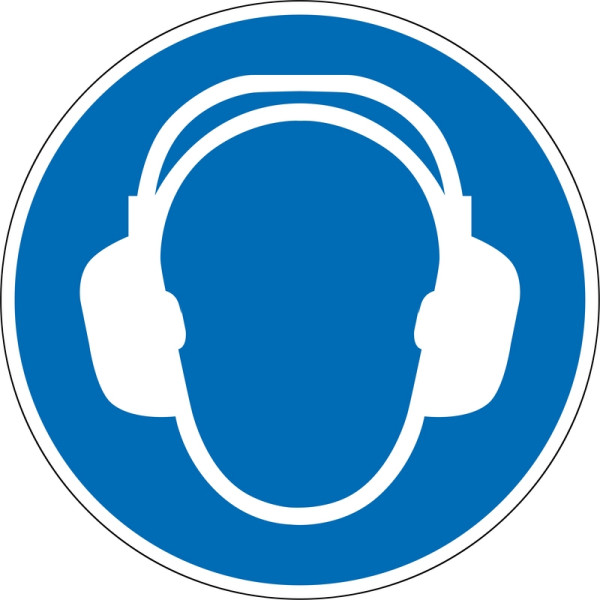 Eichner Gebotsschild "Gehörschutz benutzen", O 31,5 cm, PVC-Folie, selbstklebend für Innen- und Außenbereiche, 9225-11040-031