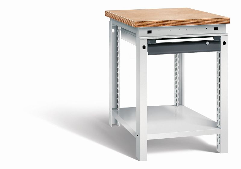 Otto Kind Werkbank Serie function Typ 103, Multiplexplatte 40 mm, bündig, 1Schublade 120 mm, Gehäuse RAL 7035, Front RAL 7016, 072320149