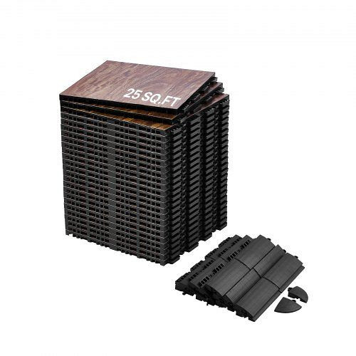 VEVOR 25-tlg. Tanzbodenfliesen Eichenholz-Look 315x315x17,2mm, gepolsterter Übungsboden für 25 sqft/Karton, LSWDDDPPPVCZC8KYOV0