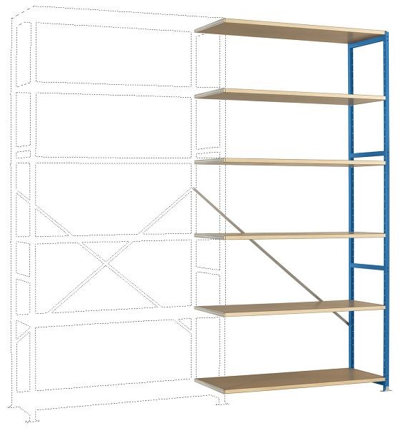 Manuflex Breitfach-Steckregal Anbauregal mit 6 Holzverbundböden, HxBxT = 2500 x 1250 x 600 mm, lichtblau, RP1428.5012