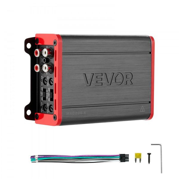 VEVOR 4-Kanal Autoverstärker, Klasse D, 4x120W 4 Ohm / 4x200W 2 Ohm, Hochleistungsverstärker für SUV und Geländewagen, 4TDDL4X100WRWVLBS001V9