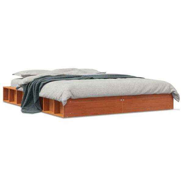 vidaXL Massivholzbett Wachsbraun 120x190 cm Kiefer, 844434