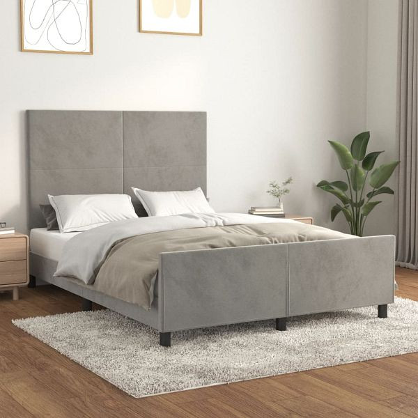 vidaXL Bettgestell mit Kopfteil Hellgrau 140x190 cm Samt, 3125629
