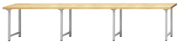 ANKE Werkbänke Arbeitstisch; 4050 x 700 x 890 mm; RAL 7035; Buche-Massiv-Platte 40 mm, 400.501