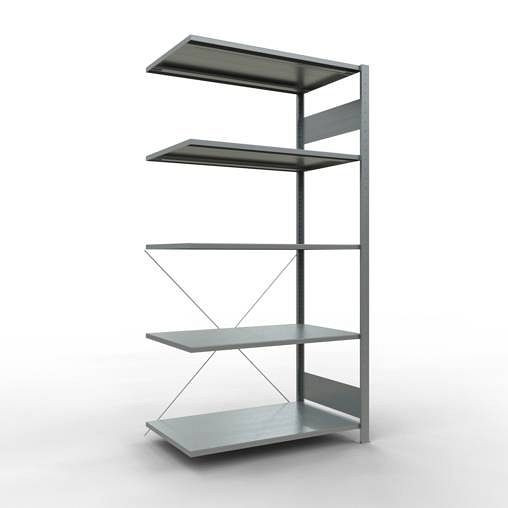 Schulte Anbauregal Steckregal MULTIplus150, 2000 x 1000 x 600 mm, 5 Fachböden, Kreuzstrebe, verzinkt - Expressline, 12765-K