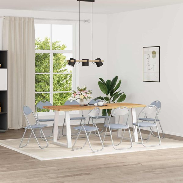 vidaXL Klappstuhl 8-teilig Grau 48 x 43,5 x 81 cm Kunstleder, 42029065