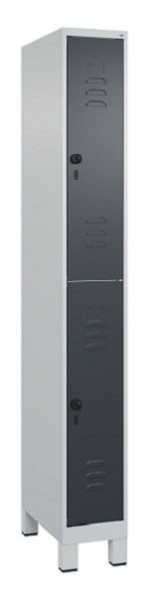 C+P Doppelstöckiger Spind Classic PLUS, Füße, 1950x250x500mm, 7035/7016, 080310-19 S10008