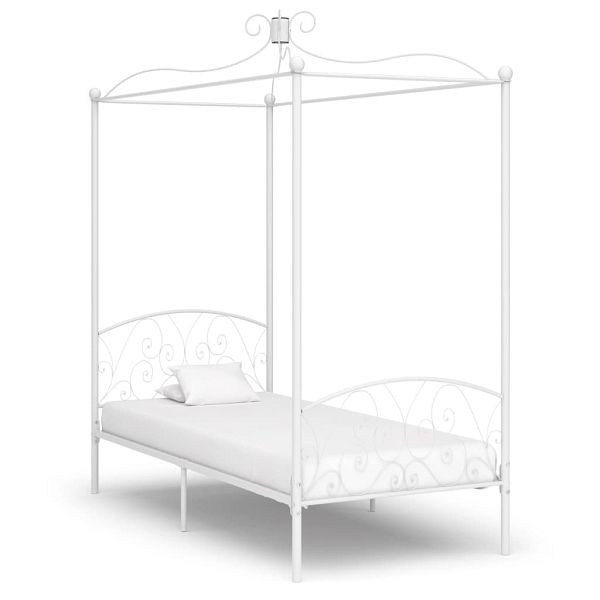 vidaXL Himmelbett-Gestell Weiß Metall 100 x 200 cm, 284469