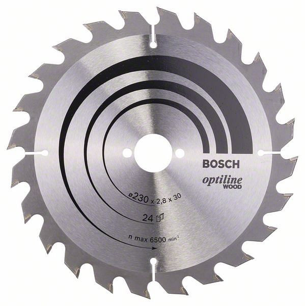 Bosch Kreissägeblatt Optiline Wood für Handkreissägen, 230 x 30 x 2,8 mm, 24, 2608640627