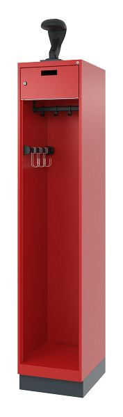 C+P Feuerwehrspind Evolo, Modell PRAKTUS, 1 Abteil, H1950xB400xT500 mm, Feuerrot, Sockel, 0492015-12 S10011
