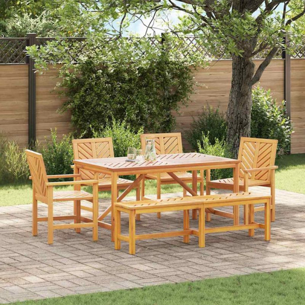 vidaXL Garten Essgruppe, 6er Set, Braun 150 x 90 x 74 cm Akazie Massivholz, 3154114