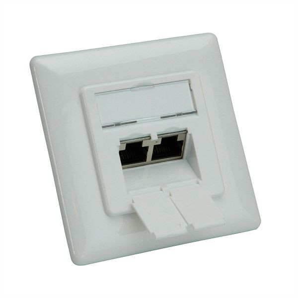 ROLINE Kategorie 6A (Class EA) Dose, 2x STP, Unterputz, weiß, 25.16.8490