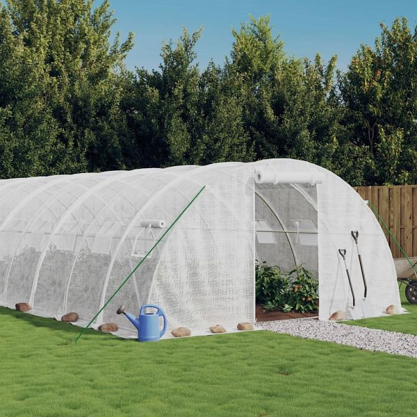 vidaXL Gewächshaus mit Stahlrahmen Weiß 80 m² 20x4x2 m, 3188080
