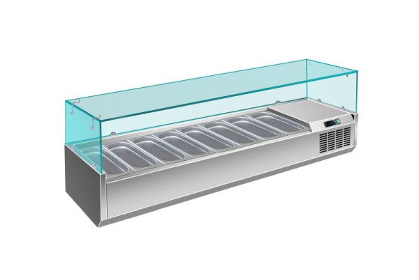 A&S Polarny Pizzakühlaufsatz mit Glasaufsatz 8x 1/3 GN, 1800x335x460 mm, PAK1800/380