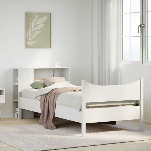 vidaXL Massivholzbett ohne Matratze Weiß 75x190 cm Kiefernholz, 3323324