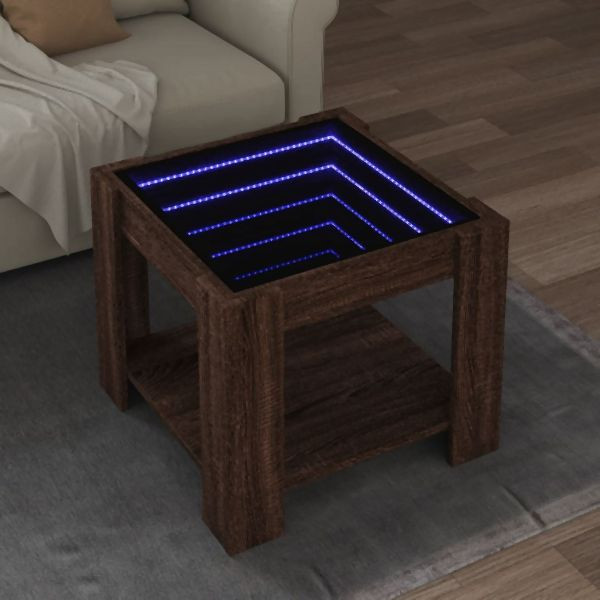 vidaXL LED-Couchtisch Braun Eichen-Optik 53x53x45 cm Holzwerkstoff, 847545