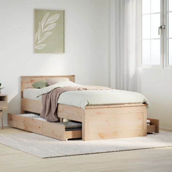 vidaXL Massivholzbett ohne Matratze mit Kopfteil 75x190 cm, 3308789