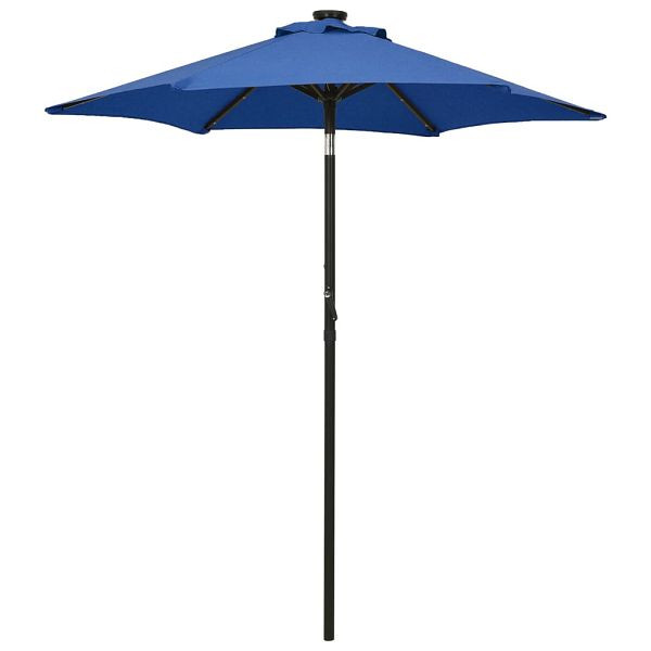 vidaXL Sonnenschirm mit LED-Leuchten Azurblau 200x211cm Aluminium, 313564