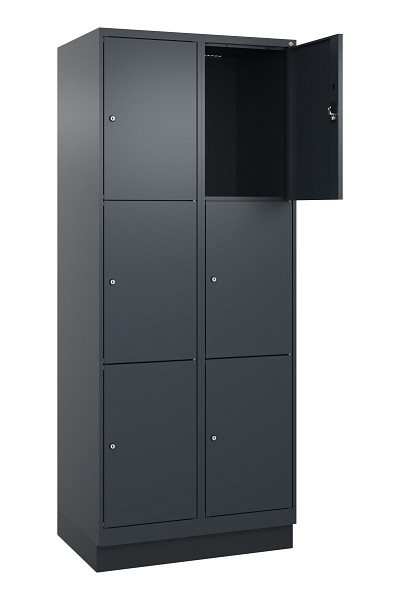 C+P Schließfachschrank Evolo PLUS, mit Sockel, 6 Fächer, 1950x800x500mm, 7016/70, Frontfarbe RAL 7016 Anthrazitgrau, 049020-223 S10016