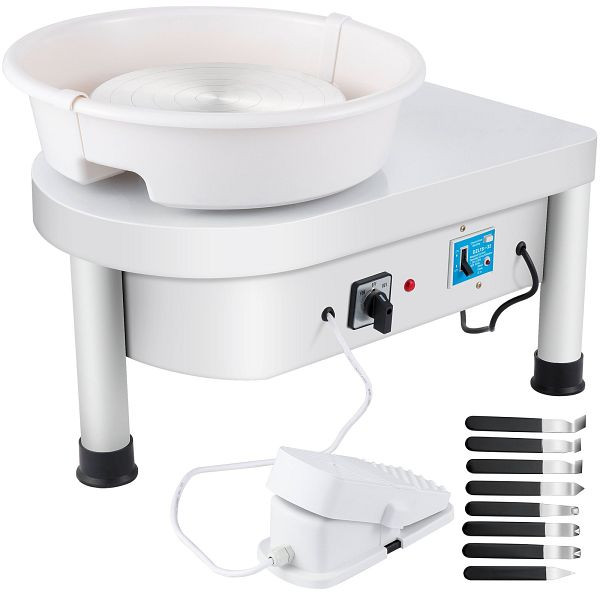 VEVOR Keramik-Rad-Maschine, 280 W, 25 cm, elektrische Töpferei mit Fußpedale und Waschbecken, TYLPJCXJTTSJXPTJ1V2