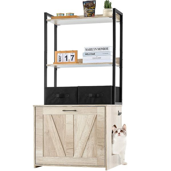 VEVOR Katzenschrank Katzentoilette Katzenhaus 2-stufig-Regal 599x500x1270mm 60kg, XHSCBBSNJSMSD53UMV0