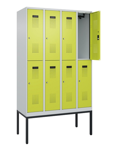C+P Doppelstock-Spind Evolo PLUS, Gestell, 8 Fächer, 2120x1200x500mm, 7035/0024, Zylinderschloss, 0493307-40 S10042