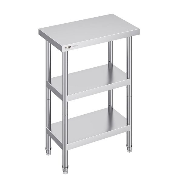 VEVOR Arbeitstisch Küchentisch Zubereitungstisch Kommerziell 356x610mm Dreifach, CFBXGGZTSCGZZZ9YVV0