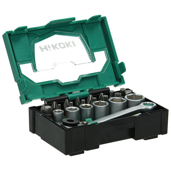 HiKOKI Bit-Box 1/4", 24-teilig, 25mm, inkl. Ratsche, Größe I, 40030020
