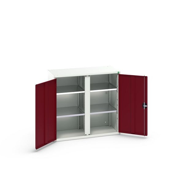 bott verso Flügeltürschrank, mit 4 Fachböden, BxTxH: 1050 x 550 x 1000 mm, Lichtgrau / Purpurrot, 16926555.24