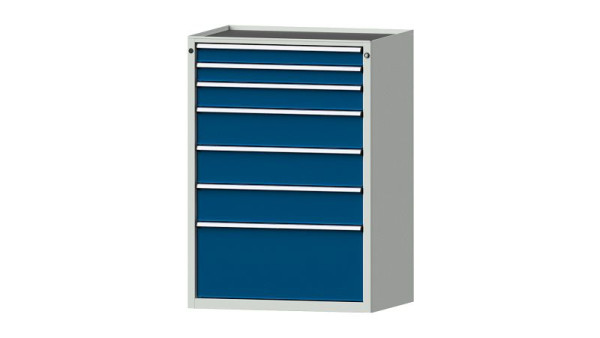 ANKE Werkbänke Schubladenschrank, Modell 4009 V, 910 x 675 x 1280 mm, RAL 7035/5010, Wanne, 611.316
