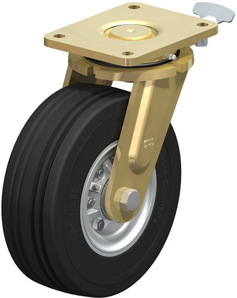 Blickle LS-VLE 252K-RI4 Stahlgeschweißte Schwerlast-Lenkrolle, schwere Drehkranz-Ausführung, Super-Elastik-Vollgummi, Schwarz, 852135