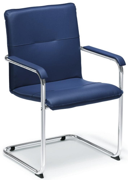 Deskin Besucherschwinger 1, Gestell verchromt, Bezug Echtleder, Farbe blau, 148935