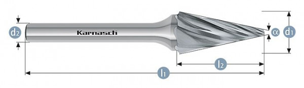 Karnasch Hartmetall-Frässtift unbeschichtet SKM/ HP-7 d1=3 / l2=11/ d2=3 / l1=38mm, VE: 4 Stück, 113095015