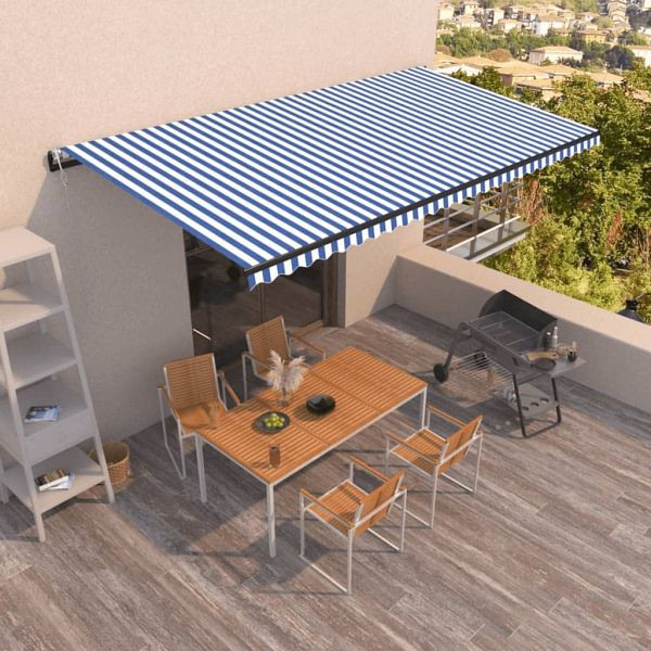 vidaXL Markise Automatisch Einziehbar 600x350 cm Blau und Weiß, 3069246