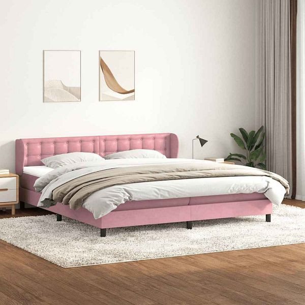 vidaXL Boxspringbett mit Matratzen Rosa 180x220 cm Samt, 3317918