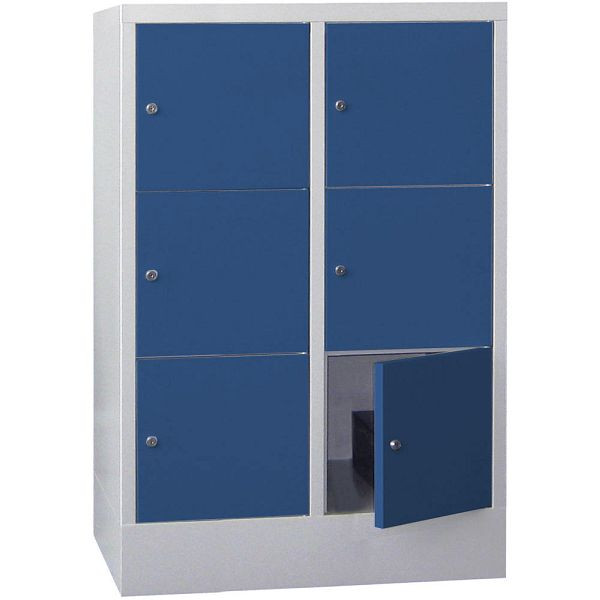 Deskin Schließfachschrank CLASSIC mit glatten Türen, Korpus lichtgrau, Türen enzianblau, H 1187 x B 800 x T 500 mm, 264092